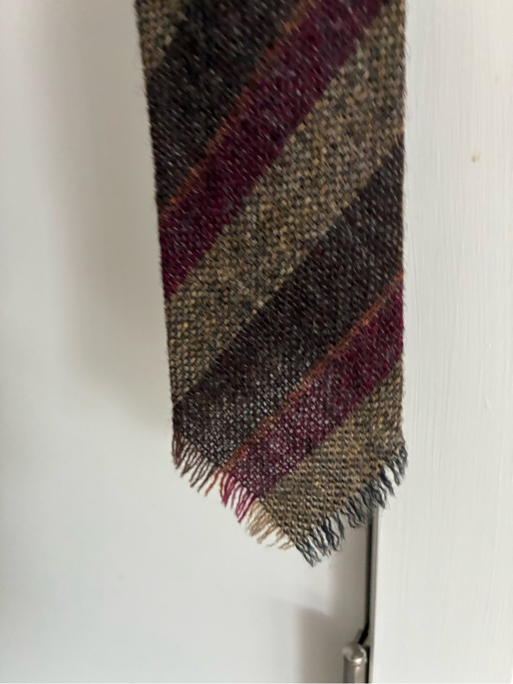 Pringle Diagonal Stripe New Wool Vintage Tie in Brown and Burgundy